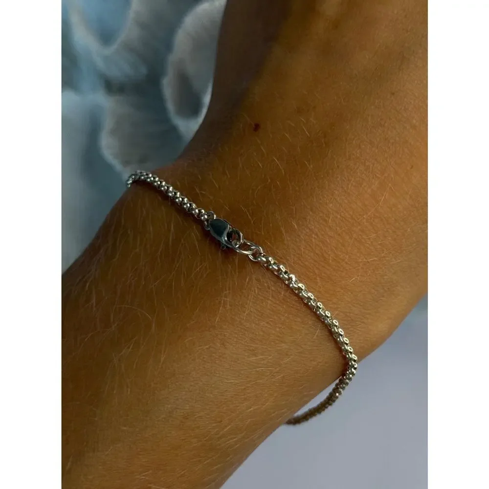 925 Sterling Silver Jade Flower Bracelet Length 7